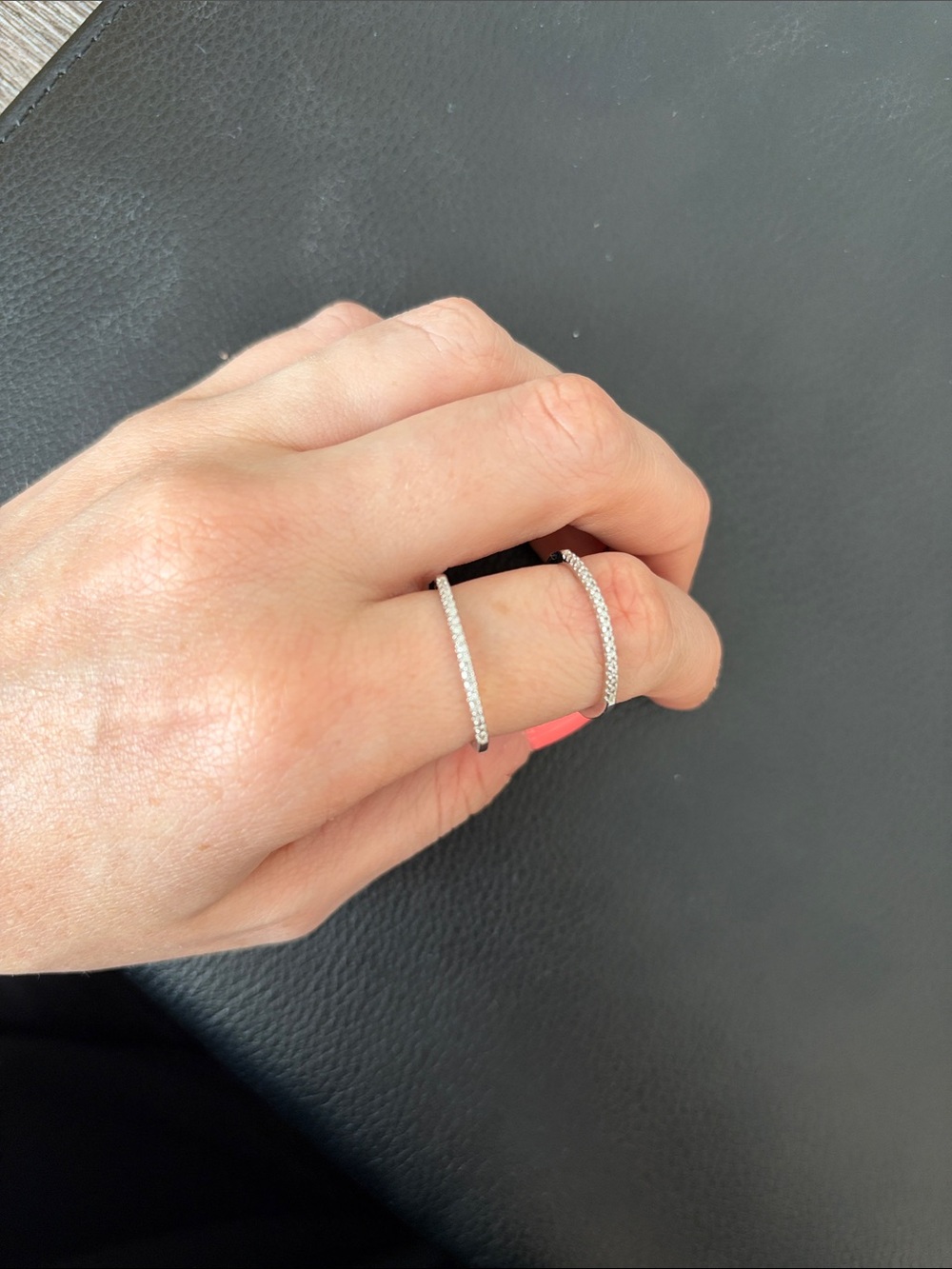 Delicate Silver Pavé Open Ring - Sparkling Two-Band Design